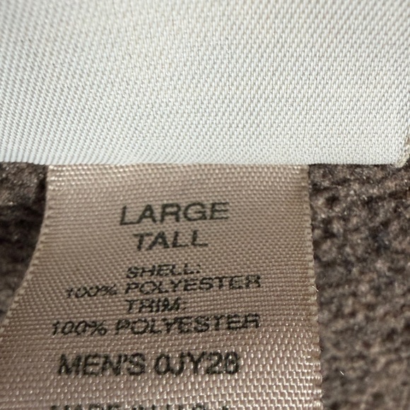 L.L. Bean Men's Full Zip Up Brown Fleece Sweater. Size L Tall. Pockets. Outdoor - Picture 3 of 6